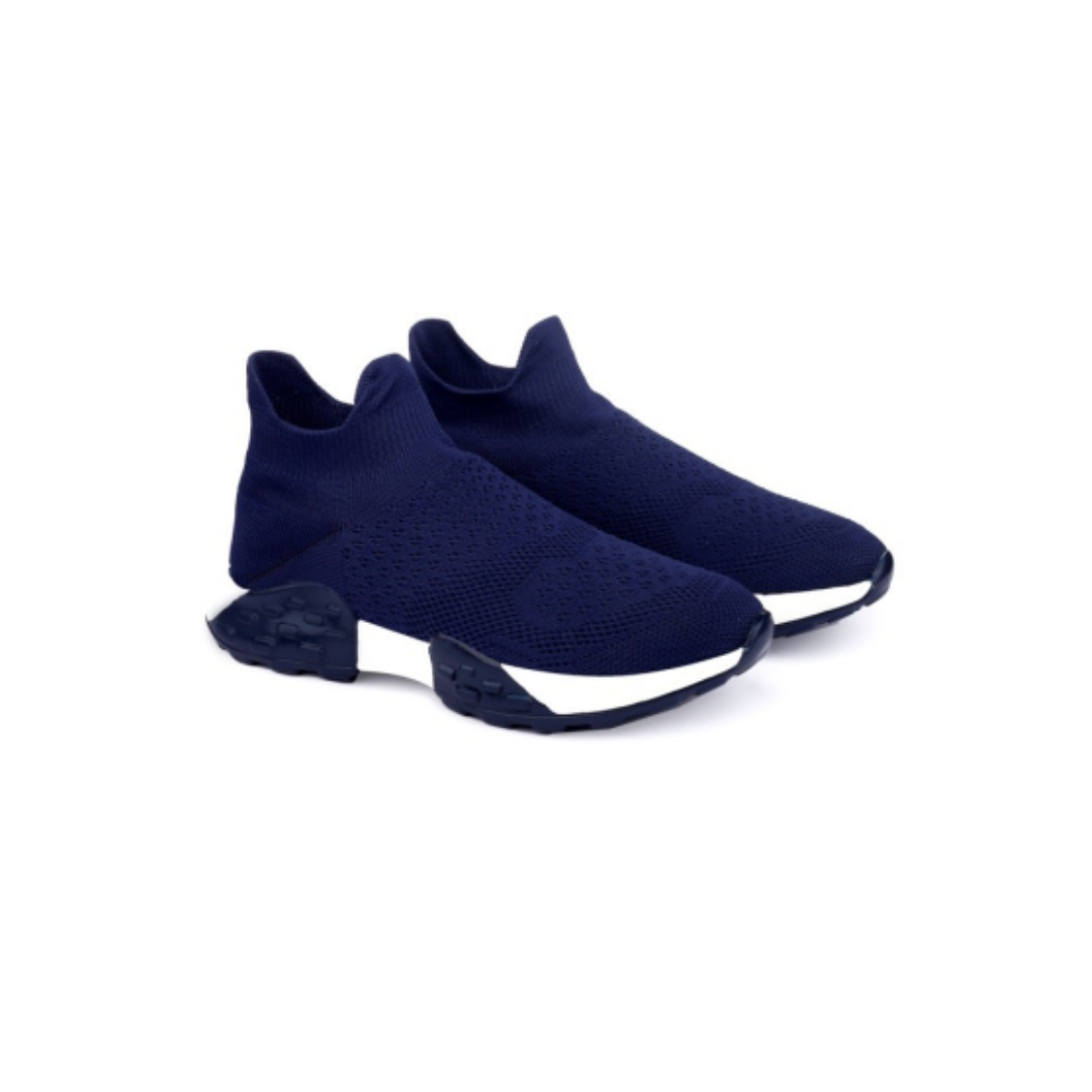 Baxxy Navy Blue Slip-On Knit Sneakers | Made in India | For Men | 10 Pair