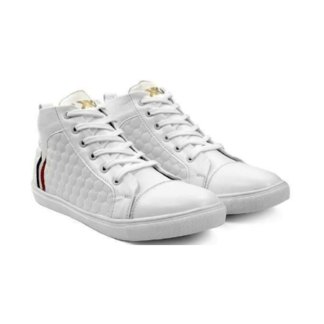 Baxxy Classic White High-Top Sneakers | Made in India | For Men | 10 Pair | For Casual Use