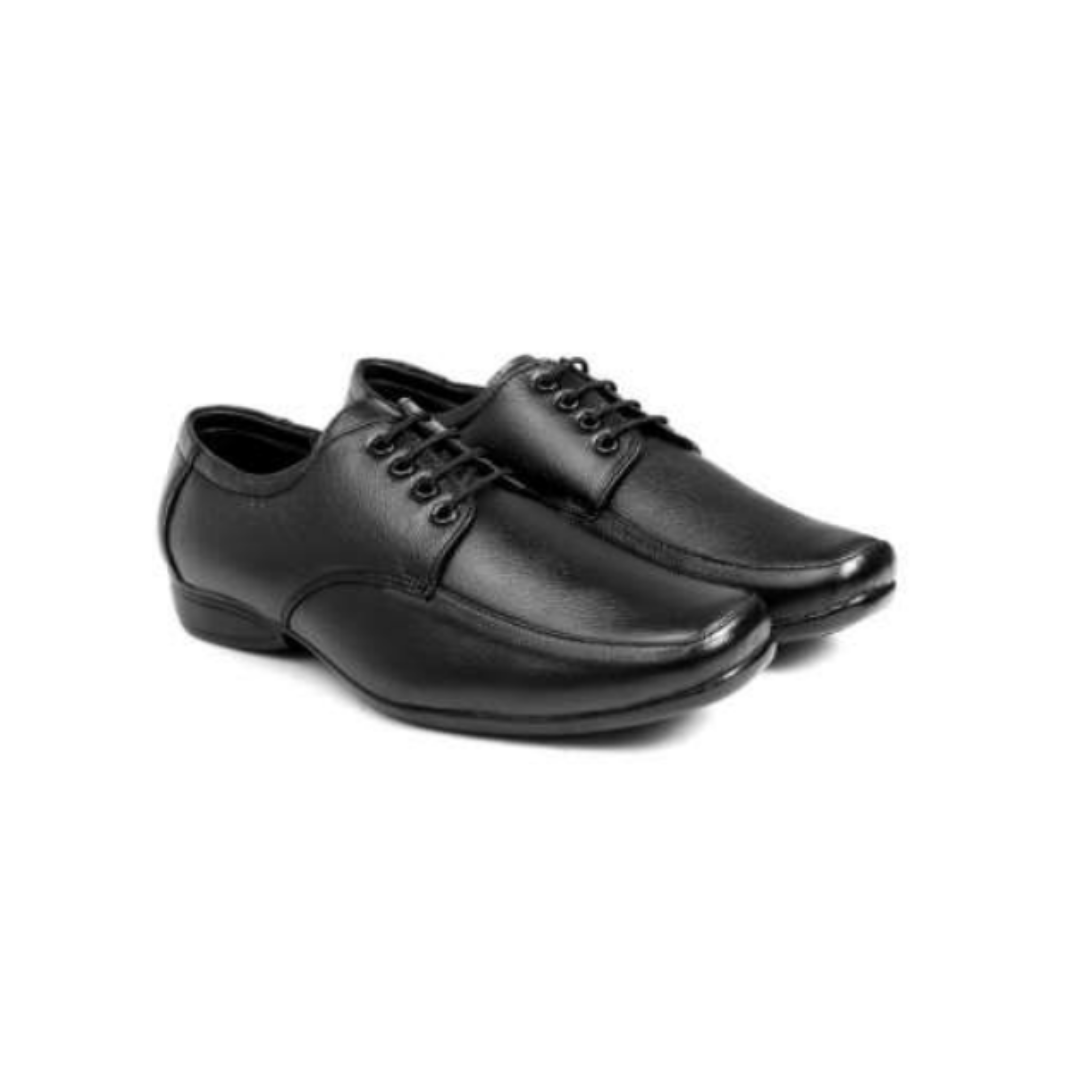 Baxxy Men’s Black Formal Lace-Up Shoes | 10 Pair | Stylish Synthetic Leather Office Wear Dress Shoes for Men | Comfortable Cushioned Corporate Shoes