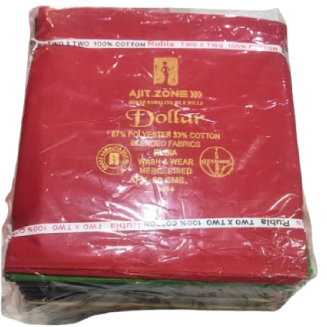 Ajit Zone Dollar Blended Fabric Blouse Piece Bundle (50 Pcs) – Premium Rubia, Wash & Wear, Mercerised (67% Polyester, 33% Cotton)