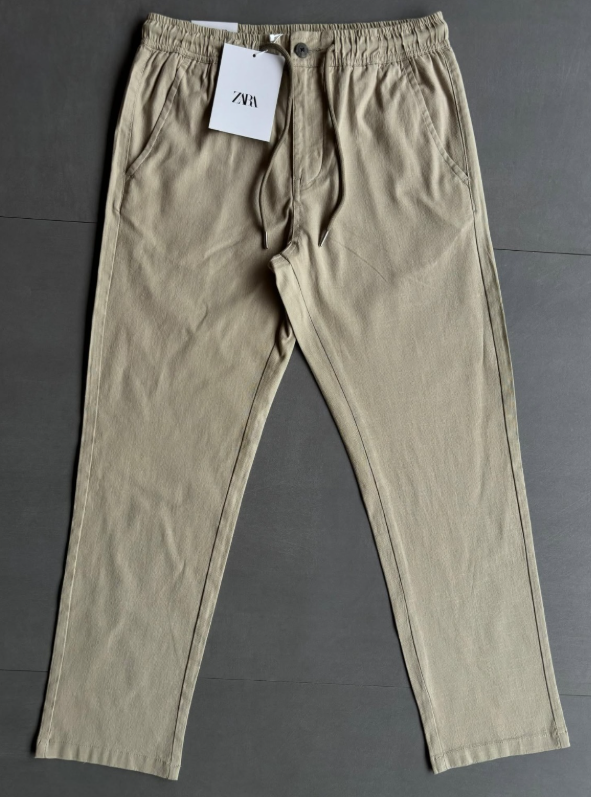 ZARA® Premium Linen Trousers | Organic Cotton-Linen Blend | Elastic Waist | Relaxed Fit | 11 Colours | Waist 30–38 | 90 Pcs Box